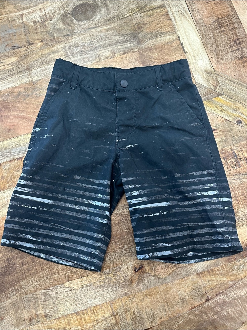 art class Black and Gray Striped Kids Swim Trunks